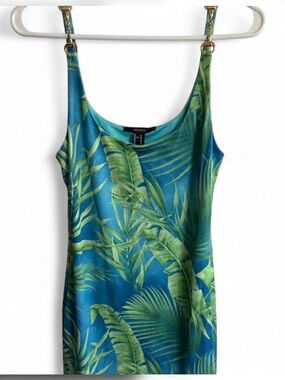 Forever 21 Blue and Green Tropical Leaf Cami